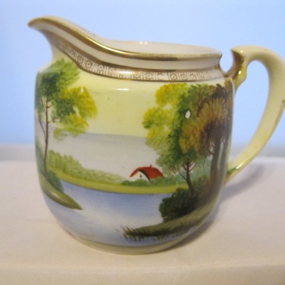 Vintage Nippon Hand Painted Creamer & Serving Dish - Picture 2 of 7